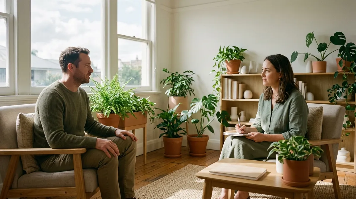 Naturopathe en bilan de vitalité avec un client